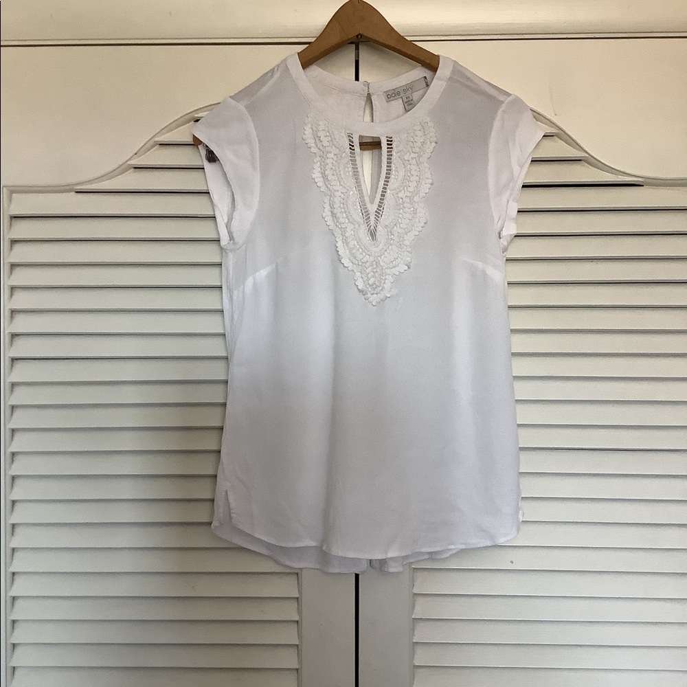 Pale Sky Boho White Lace Blouse Size XS